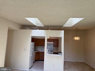 205 Rachel Ct, Franklin Park, NJ 08823 - unfurnished living room with a skylight, light colored carpet, and a textured ceiling