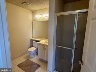 205 Rachel Ct, Franklin Park, NJ 08823 - full bathroom with vanity, a stall shower, and a textured ceiling