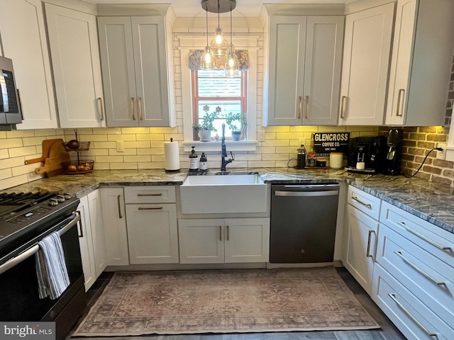 9108 Deborah Ave, Baltimore, MD 21236 - kitchen with stainless steel dishwasher, range with gas stovetop, a sink, and backsplash