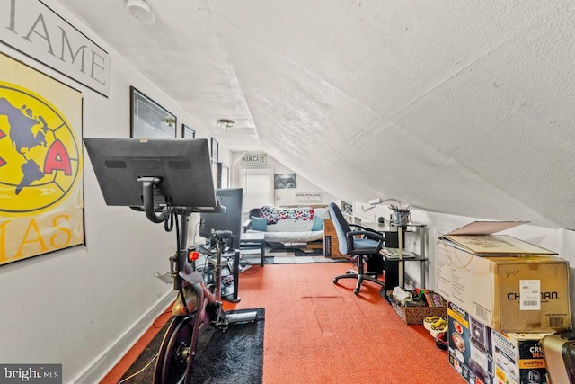 73 Fairfield Ave, Lawrence, NJ 08648 - carpeted office space with vaulted ceiling and a textured ceiling