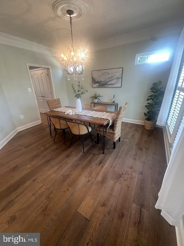 133 Henry Stoupe Way, Chester, MD 21619 - dining space featuring ornamental molding, a chandelier, and dark wood finished floors