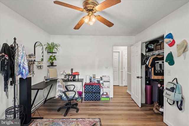 2569 N Independence Dr, Montross, VA 22520 - office area with wood finished floors and a ceiling fan