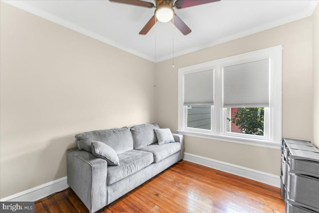 200 Winston Ave, Wilmington, DE 19804 - living area featuring ceiling fan, hardwood / wood-style flooring, and crown molding