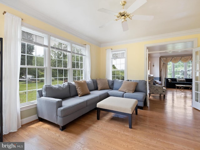 2 N Pheasants Rdg N, Wilmington, DE 19807 - living area featuring plenty of natural light, light wood finished floors, crown molding, and ceiling fan