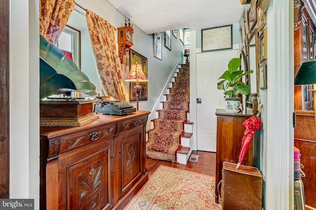 2355 Little Rd, Perkiomenville, PA 18074 - entryway featuring stairs and dark wood-style floors