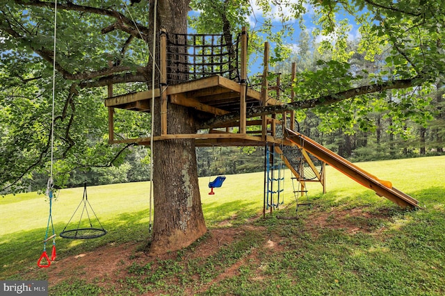 2725 Woodridge Ct, West Friendship, MD 21794 - view of play area with a lawn and a deck