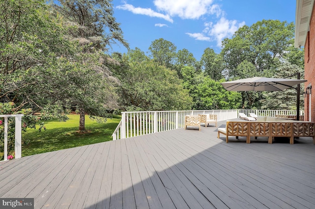 2725 Woodridge Ct, West Friendship, MD 21794 - wooden terrace with an outdoor hangout area and a yard