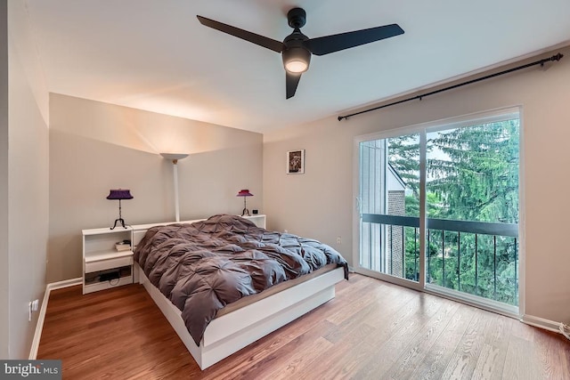 23 Penny Ln Unit 23, Baltimore, MD 21209 - bedroom featuring access to exterior, wood finished floors, and ceiling fan