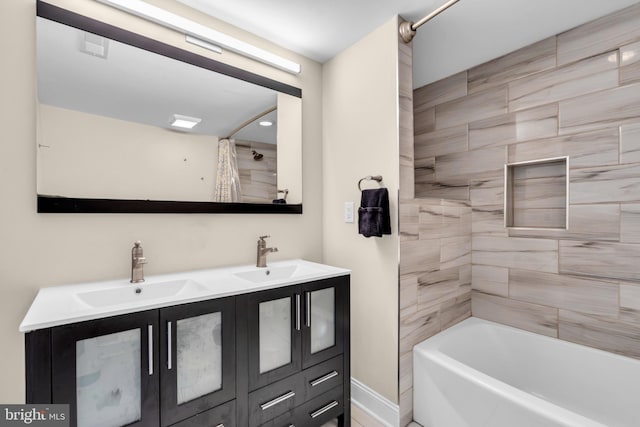 1128 S 24th St S, Philadelphia, PA 19146 - bathroom with double vanity and shower / bath combination with curtain