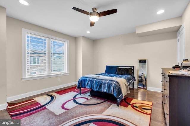 1128 S 24th St S, Philadelphia, PA 19146 - bedroom with wood finished floors, recessed lighting, and a ceiling fan