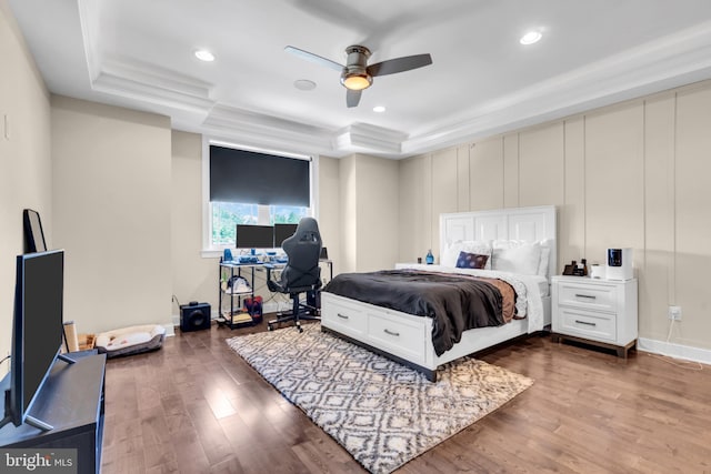 1128 S 24th St S, Philadelphia, PA 19146 - bedroom featuring a raised ceiling, wood finished floors, recessed lighting, and ceiling fan
