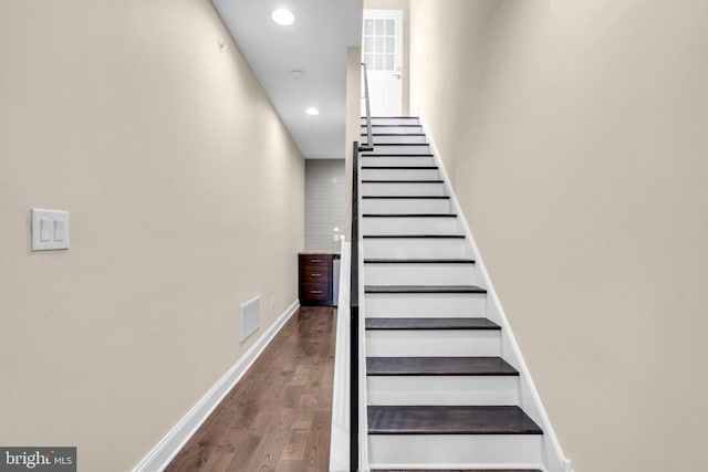 1128 S 24th St S, Philadelphia, PA 19146 - staircase featuring wood finished floors and recessed lighting