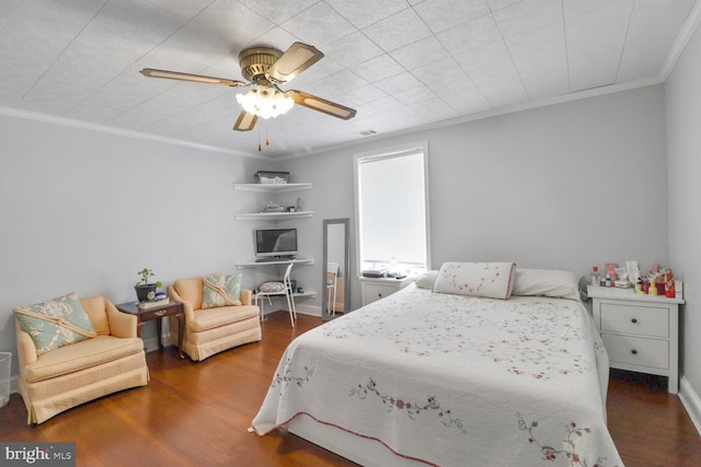 104 Ferndale Rd, Glen Burnie, MD 21061 - bedroom with crown molding, wood finished floors, and a ceiling fan