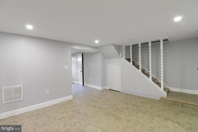 104 Ferndale Rd, Glen Burnie, MD 21061 - finished basement featuring recessed lighting and stairway