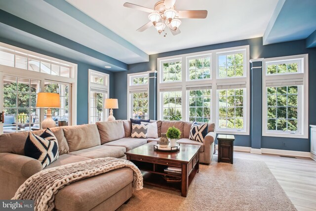 18510 Barton Creek Pl, Leesburg, VA 20176 - living area featuring ceiling fan and light wood-style flooring