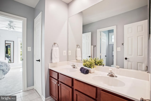 18510 Barton Creek Pl, Leesburg, VA 20176 - bathroom with ensuite bathroom, tile patterned floors, double vanity, and healthy amount of natural light