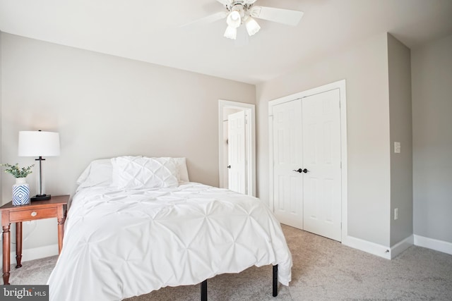 18510 Barton Creek Pl, Leesburg, VA 20176 - bedroom with carpet, a closet, and ceiling fan