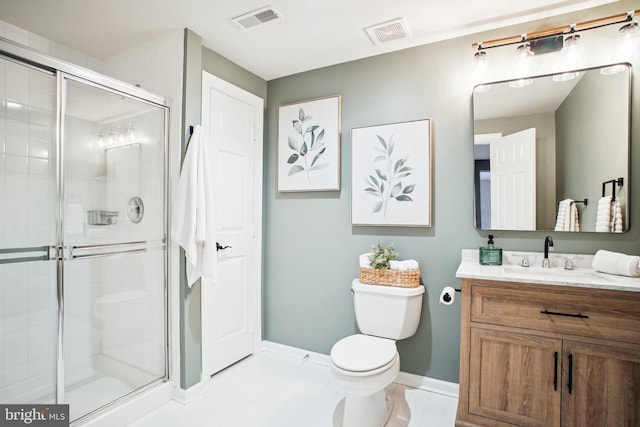 18510 Barton Creek Pl, Leesburg, VA 20176 - bathroom with vanity, a stall shower, and tile patterned floors