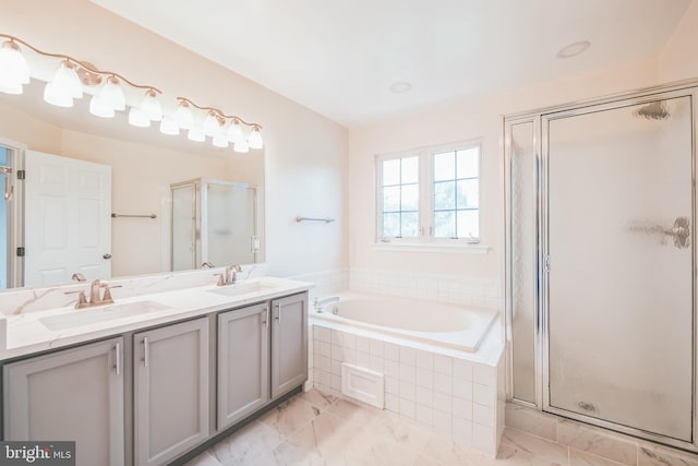 5514 Aeriel Pl, Frederick, MD 21703 - bathroom with a stall shower, double vanity, and a bath