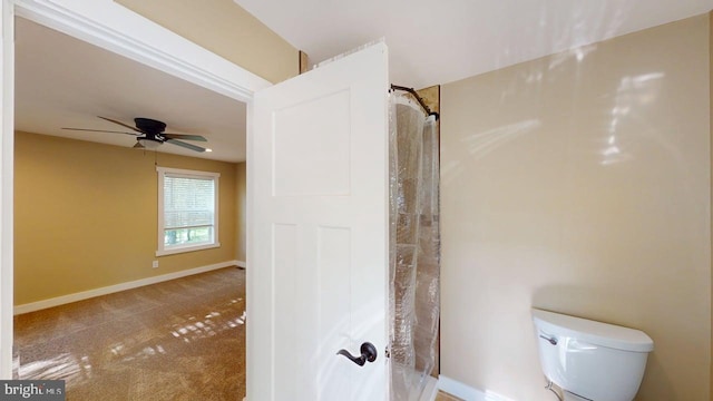 542 Hidden Acres Rd, Mount Storm, WV 26739 - full bathroom with a ceiling fan and a shower with shower curtain