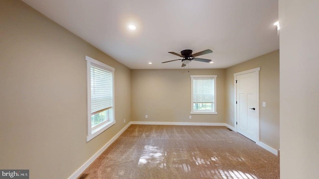 542 Hidden Acres Rd, Mount Storm, WV 26739 - empty room featuring plenty of natural light, ceiling fan, carpet flooring, and recessed lighting