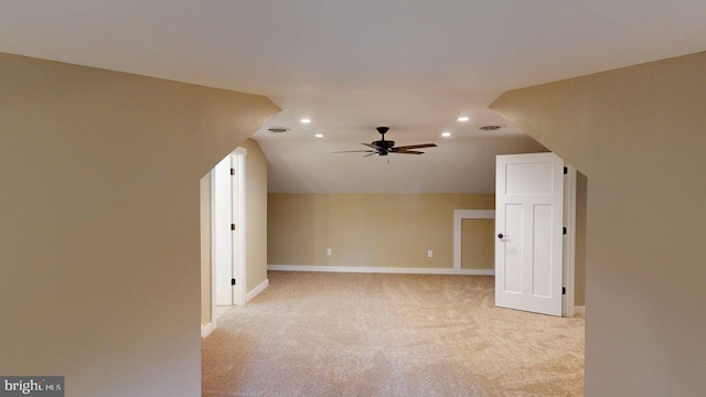 542 Hidden Acres Rd, Mount Storm, WV 26739 - additional living space with recessed lighting, light carpet, and ceiling fan