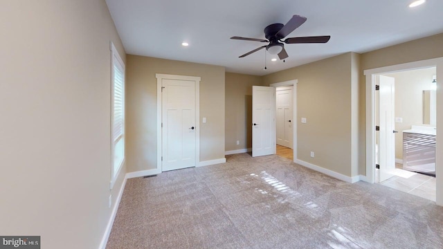 542 Hidden Acres Rd, Mount Storm, WV 26739 - unfurnished bedroom with recessed lighting, light carpet, and a ceiling fan