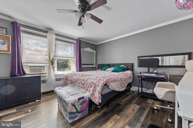 3537 Chippendale Ave, Philadelphia, PA 19136 - bedroom featuring crown molding, wood finished floors, a ceiling fan, and cooling unit