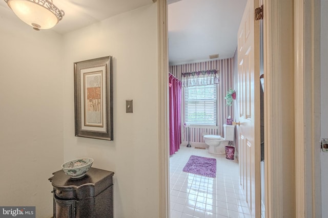 3305 Keswick Way Unit 3305D, West Chester, PA 19382 - bathroom with tile patterned flooring and a shower with shower curtain