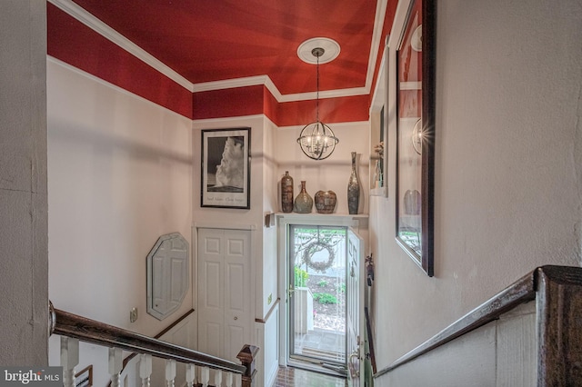 3305 Keswick Way Unit 3305D, West Chester, PA 19382 - foyer entrance with a chandelier, ornamental molding, and a textured wall