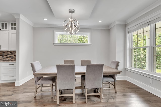 1631 E Strasburg Rd, West Chester, PA 19380 - dining space with plenty of natural light, a chandelier, hardwood / wood-style floors, crown molding, and recessed lighting