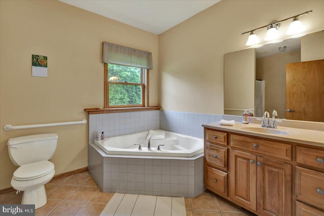 96 Gunhart Rd, Mohnton, PA 19540 - bathroom featuring vanity, tile patterned floors, and a garden tub