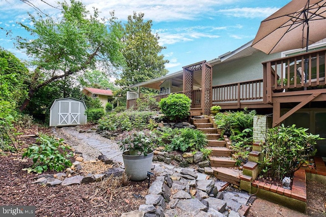 2301 N Tracy St, Alexandria, VA 22311 - view of yard with a storage unit, stairway, and a deck