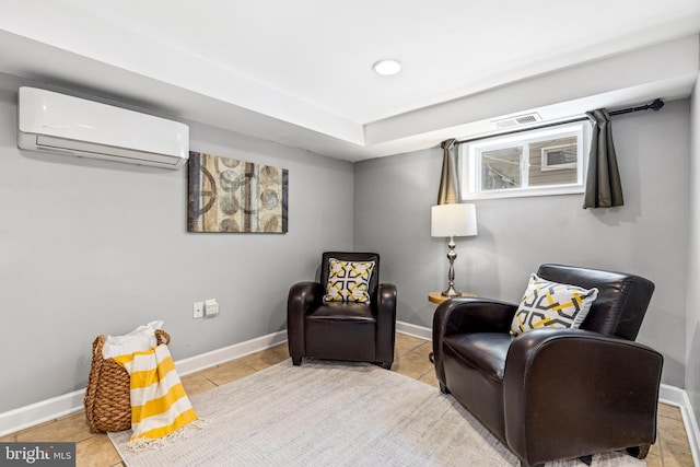 3010 26th St NE, Washington, DC 20018 - living area with an AC wall unit, tile patterned flooring, and recessed lighting