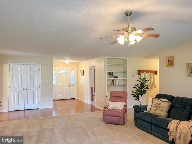 60 Parkwood Dr, Greencastle, PA 17225 - living area featuring carpet, ceiling fan, a textured ceiling, and baseboards