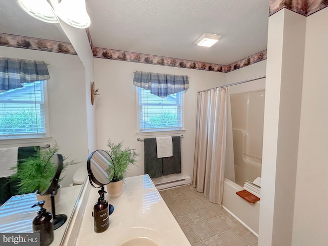 60 Parkwood Dr, Greencastle, PA 17225 - full bathroom with shower / tub combo, tile patterned floors, vanity, and a textured ceiling