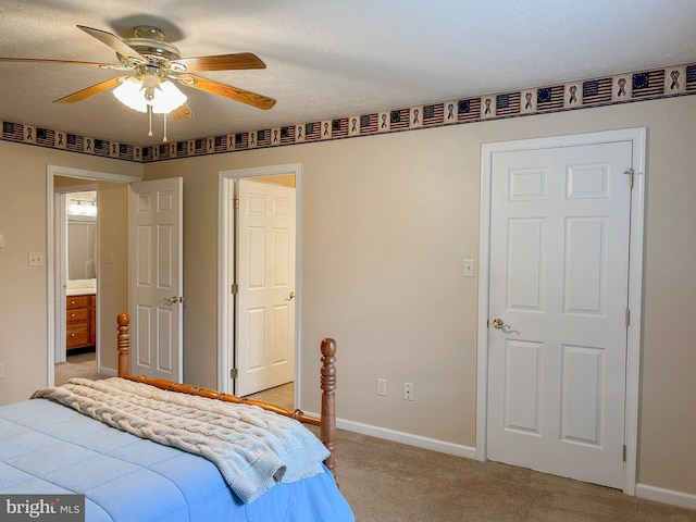 60 Parkwood Dr, Greencastle, PA 17225 - bedroom with light colored carpet, baseboards, ceiling fan, and a textured ceiling