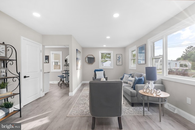 1 Gainor Ave, Maple Shade, NJ 08052 - living room featuring light wood-type flooring and recessed lighting
