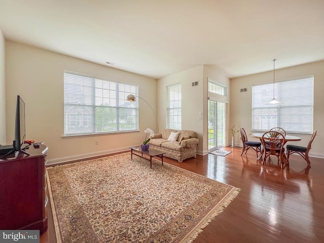 245 Carson Way, Yardley, PA 19067 - living area with dark wood-style floors and baseboards