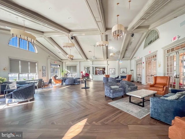 245 Carson Way, Yardley, PA 19067 - community lobby featuring high vaulted ceiling and beamed ceiling