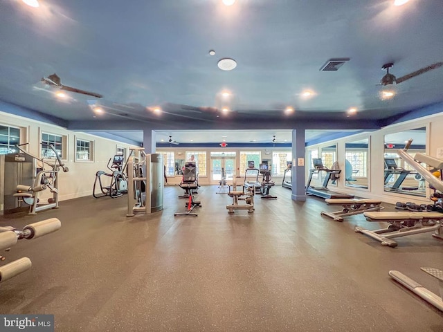 245 Carson Way, Yardley, PA 19067 - gym featuring baseboards and french doors