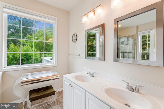 13298 Fieldstone Way, Gainesville, VA 20155 - full bath with double vanity, a shower with shower door, and marble finish flooring