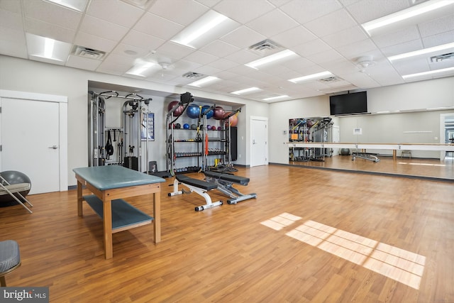 13298 Fieldstone Way, Gainesville, VA 20155 - exercise room featuring wood finished floors and a drop ceiling