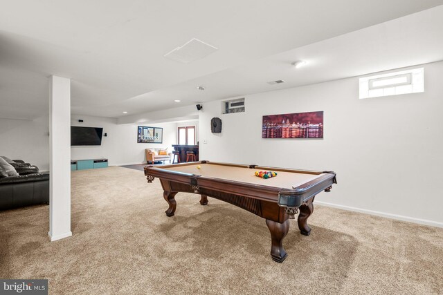 818 Northridge Way, Severna Park, MD 21146 - playroom with carpet, pool table, and recessed lighting