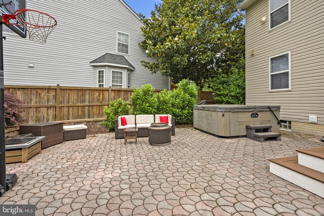 818 Northridge Way, Severna Park, MD 21146 - view of patio / terrace featuring a hot tub and an outdoor hangout area