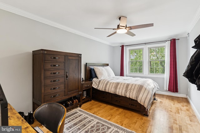 2625 3rd St NE Unit 306, Washington, DC 20002 - bedroom with light wood-type flooring, crown molding, and ceiling fan