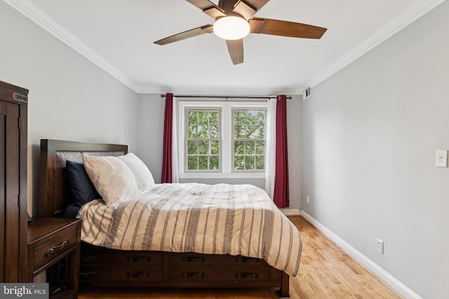 2625 3rd St NE Unit 306, Washington, DC 20002 - bedroom with light wood-type flooring, crown molding, and ceiling fan