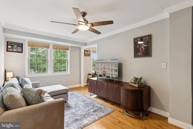 2625 3rd St NE Unit 306, Washington, DC 20002 - living room with ceiling fan, ornamental molding, and light wood-style floors