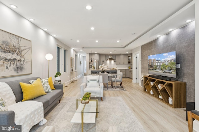 2108 4th St NE Unit A, Washington, DC 20002 - living room featuring light wood-style flooring, recessed lighting, and baseboards