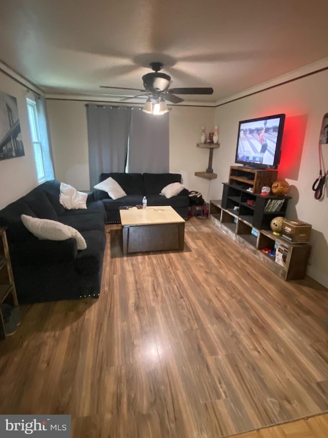 6752 Harding Hwy, Mays Landing, NJ 08330 - living area with wood finished floors and ceiling fan